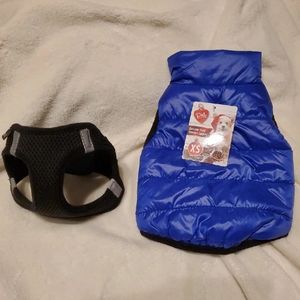 Puffy Winter Coat & Dog harness "Size XS"